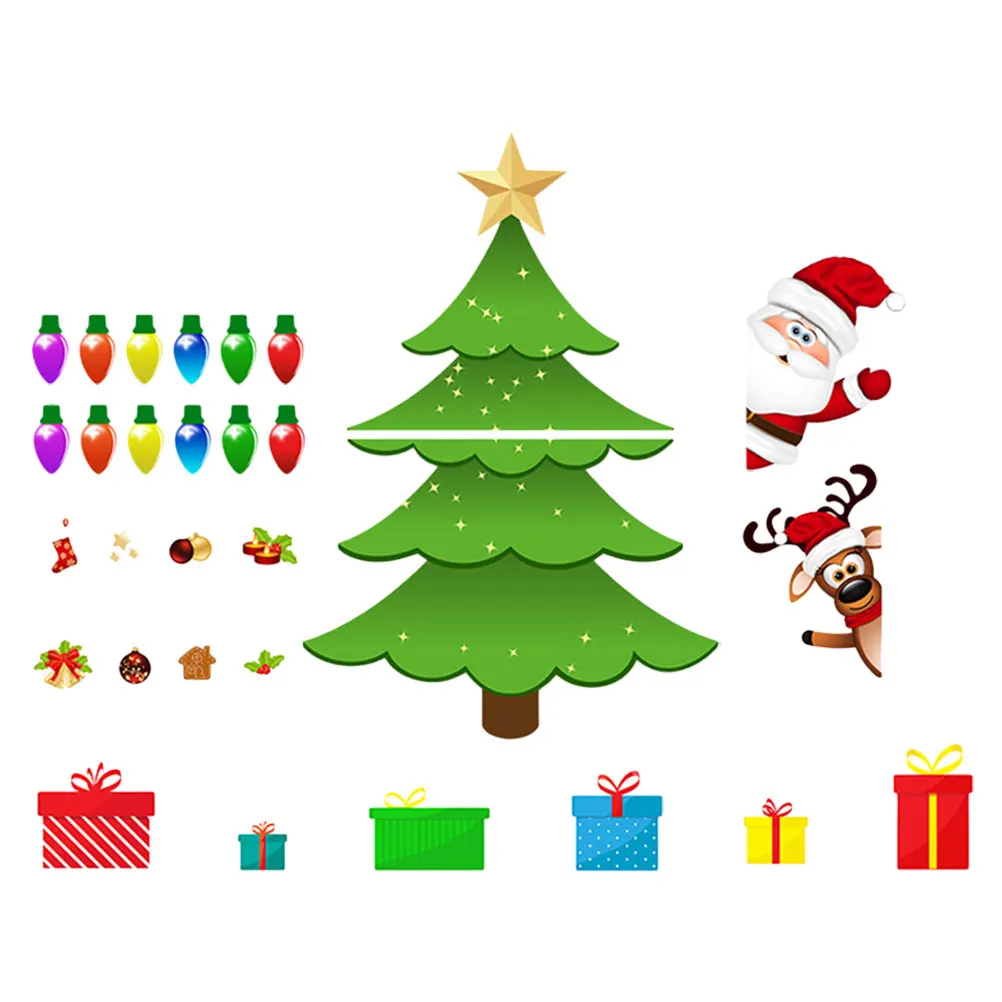 

Cute Christmas Tree Decoration Stickers Small Magnets for Fridge Reflective Pvc Toddler