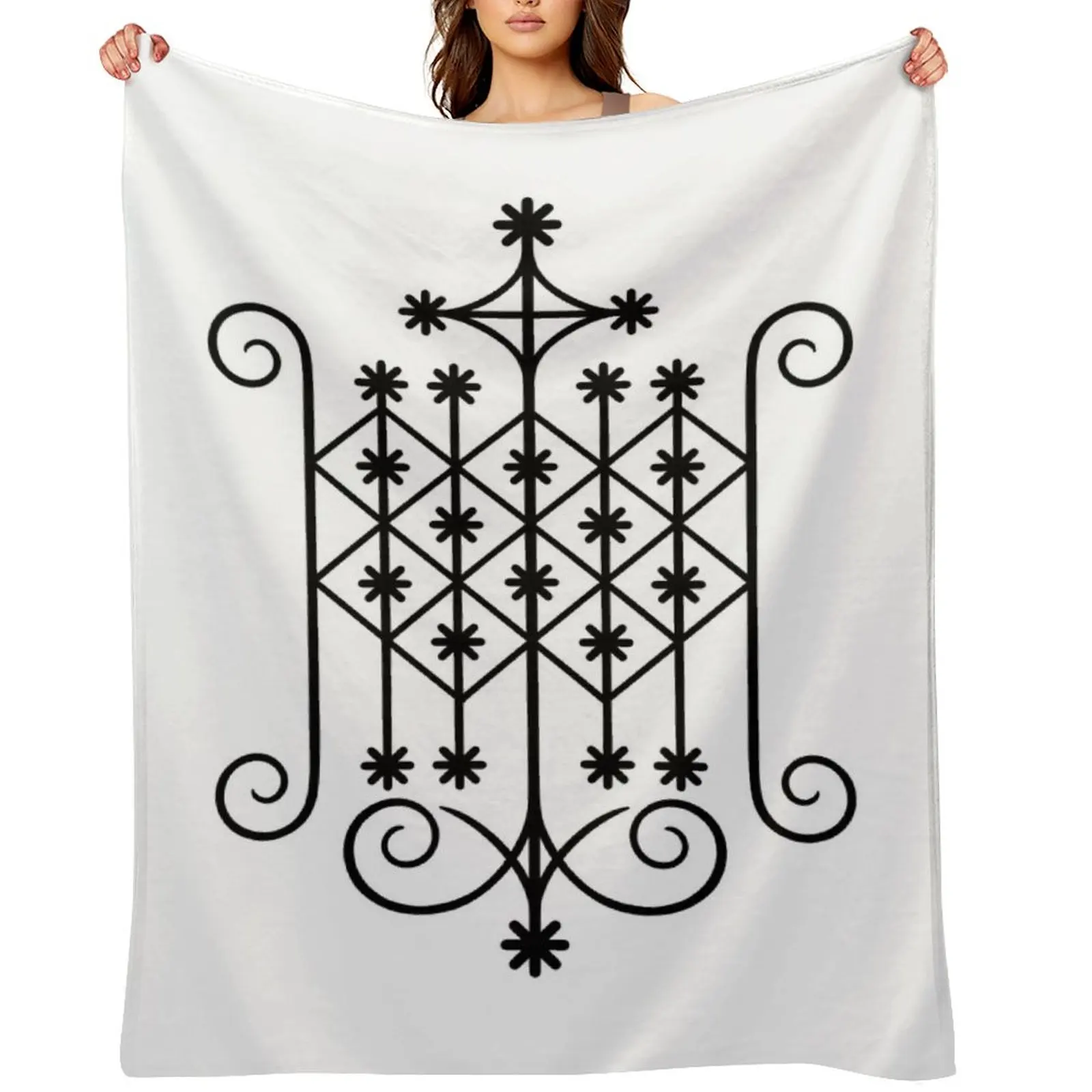 

Ogun Voodoo Veve Throw Blanket Decorative Sofa Sleeping Bag christmas gifts Furry Blankets