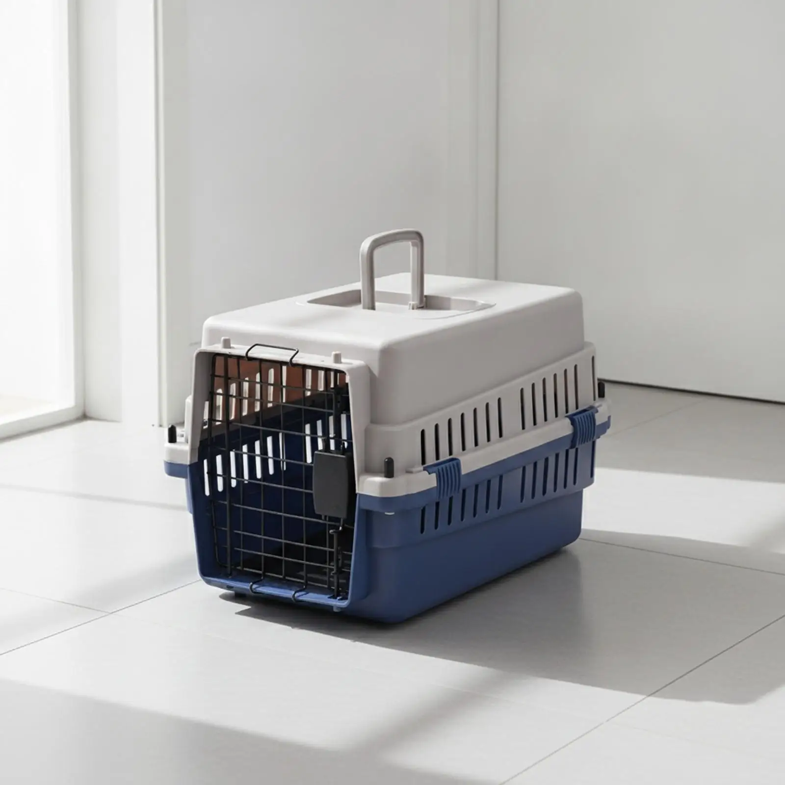Sturdy Travel Pet Crate for Cats Small Dogs with Front Metal Wire Entry