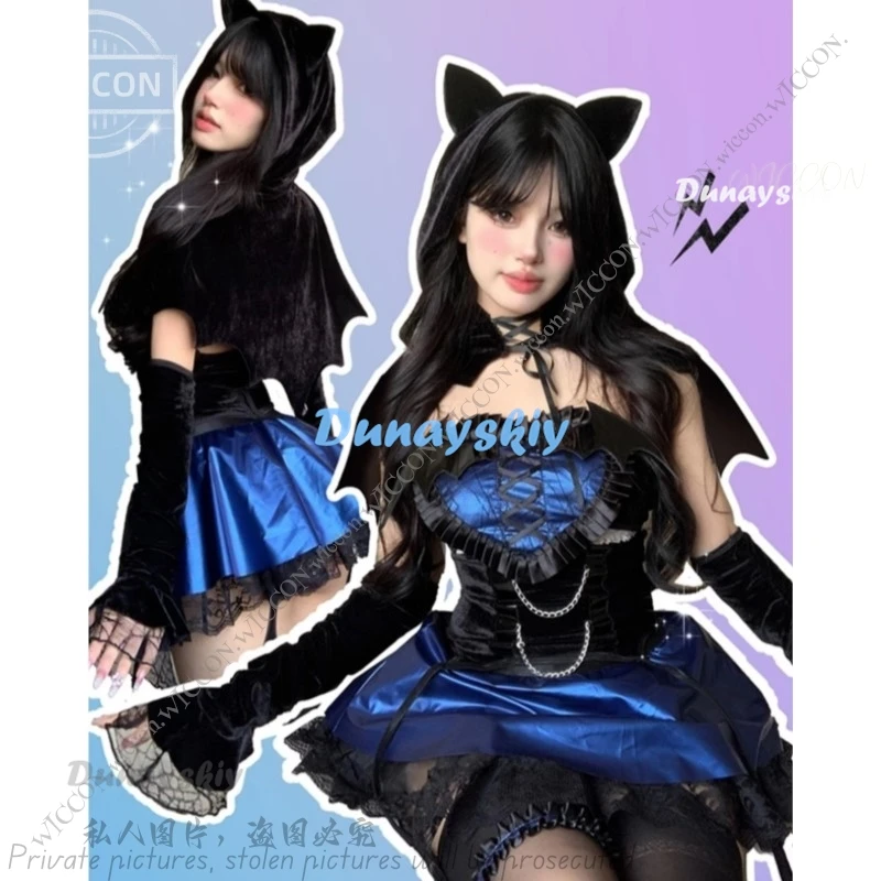 Succubus Cat Halloween Cape Two Dimensions Costume Lolita Costume Cosplay Woman Little Devil Koakuma Cat Seduce Bikini Set