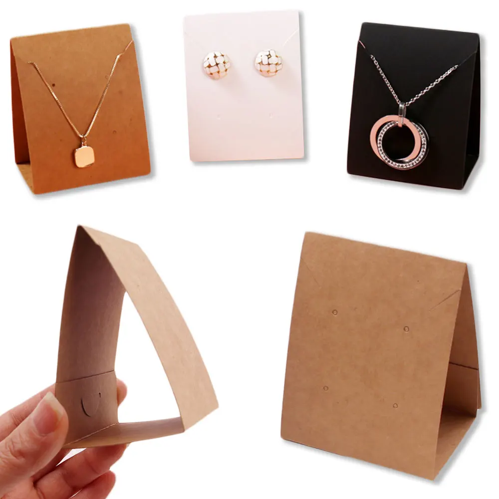 

30pcs Foldable Jewelry Display Cards White Black Kraft Paper Tags for DIY Jewelry Holders Earring Necklace Packaging Cardboard