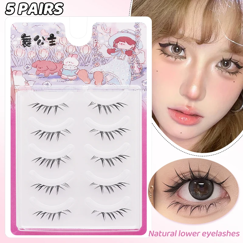 DINGSEN 5 pares de pestañas postizas de aspecto Natural Anime coreano japonés asiático Cosplay ojos de dibujos animados Manga pestañas 3D pestañas naturales