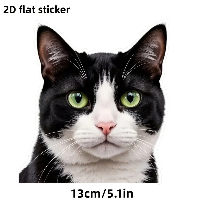 Tuxedo Cat Face Vinyl Sticker, Waterproof Decal For Car Helmet Laptop Skateboard Smooth Surfaces