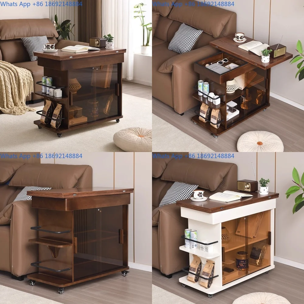 Narrow Side Cabinet for Living Room Sofa Mobile Coffee Table Storage Shelf Multifunctional Mini Luxury Small End Table