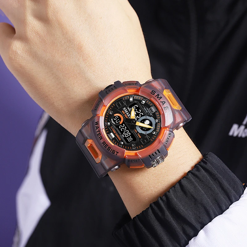 Relógios masculinos de luxo superior relógio de quartzo led display duplo analógico digital para masculino data automática 50m à prova dmilitary água militar esporte relógios