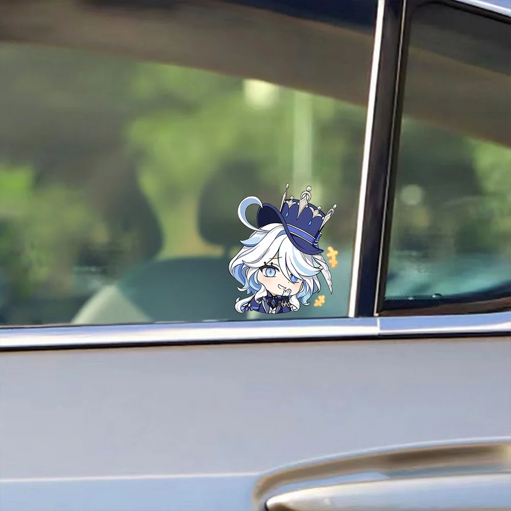 Genshin Impact Furina Creative Cartoon Stickers Car High Stickiness Waterproof Door Window Decal Auto Exterior Decor Accessories