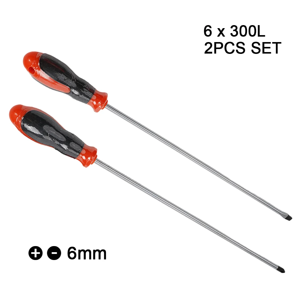 12 Inch Long Handle Magnetic Screwdriver Slotted Cross Batch Head Multifunctional Anti Slip Hand Screwdriver Bits Tools