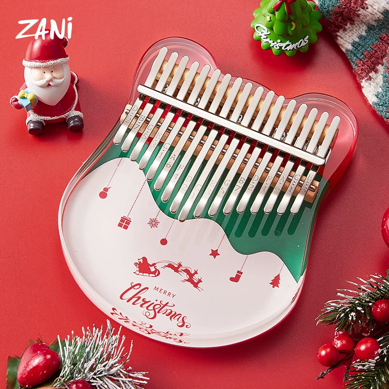 Christmas Kalimba 17 21 Key Acrylic Thumb Piano Beginner Calimba Music Keyboard Cute Kalimbas for Kids Musical Instrument Gifts