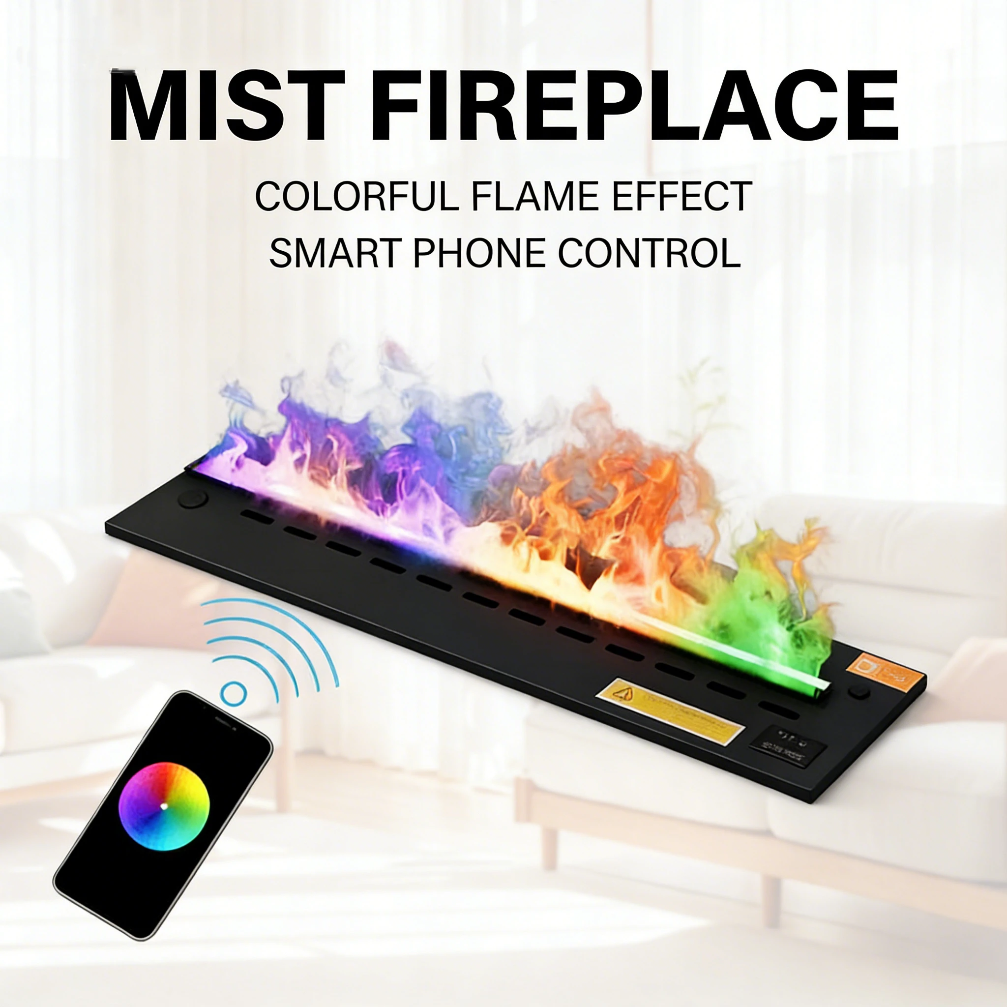 WiFi Smart 3D Steam Fireplace Water Vapor Flame Remote Control No Heat Indoor Electric Fireplace for Villa Living Room Decor