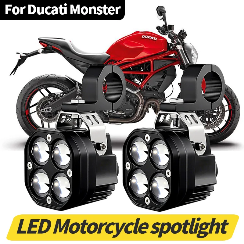 80W 12000LM Motorcycle Headlights LED Flicker Lamp Driving Spotlight Indicators Light For Ducati Monster 1000/1990s-2000s/797