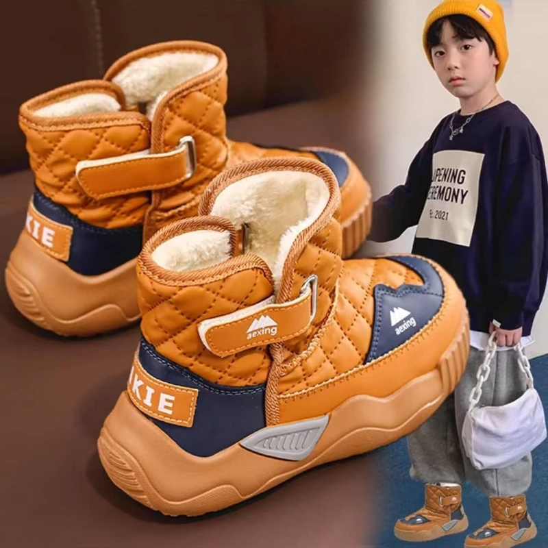الأولاد الشتاء الثلوج الأحذية سميكة صوف مبطن أحذية دافئة للأطفال الكبار عدم الانزلاق في الهواء الطلق الأحذية 2026 وصول جديد #4