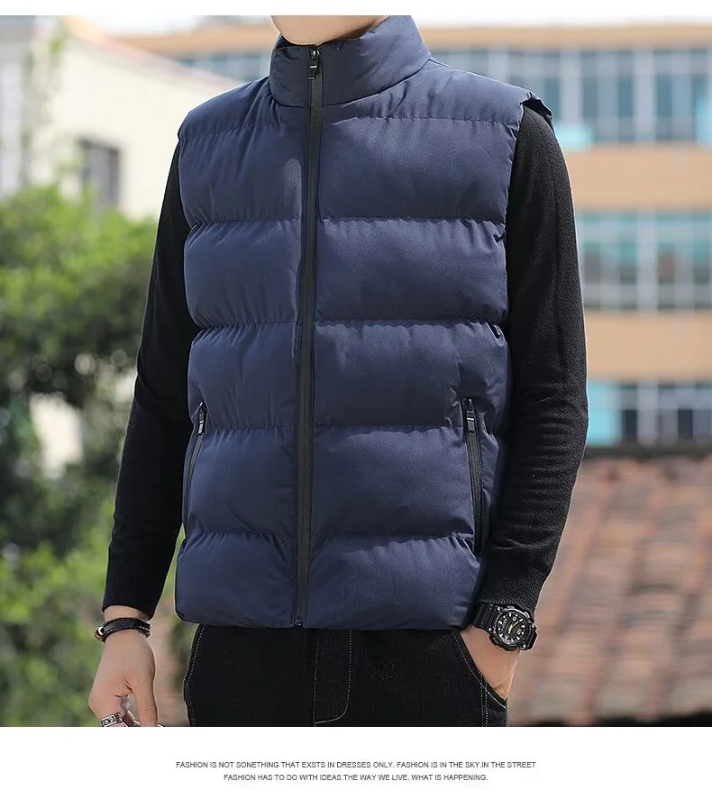 

Жилет, жилет, мужская приталенная куртка без рукавов с воротником-стойкой, повседневный жилет, осенне-зимнее мужское теплое пальто