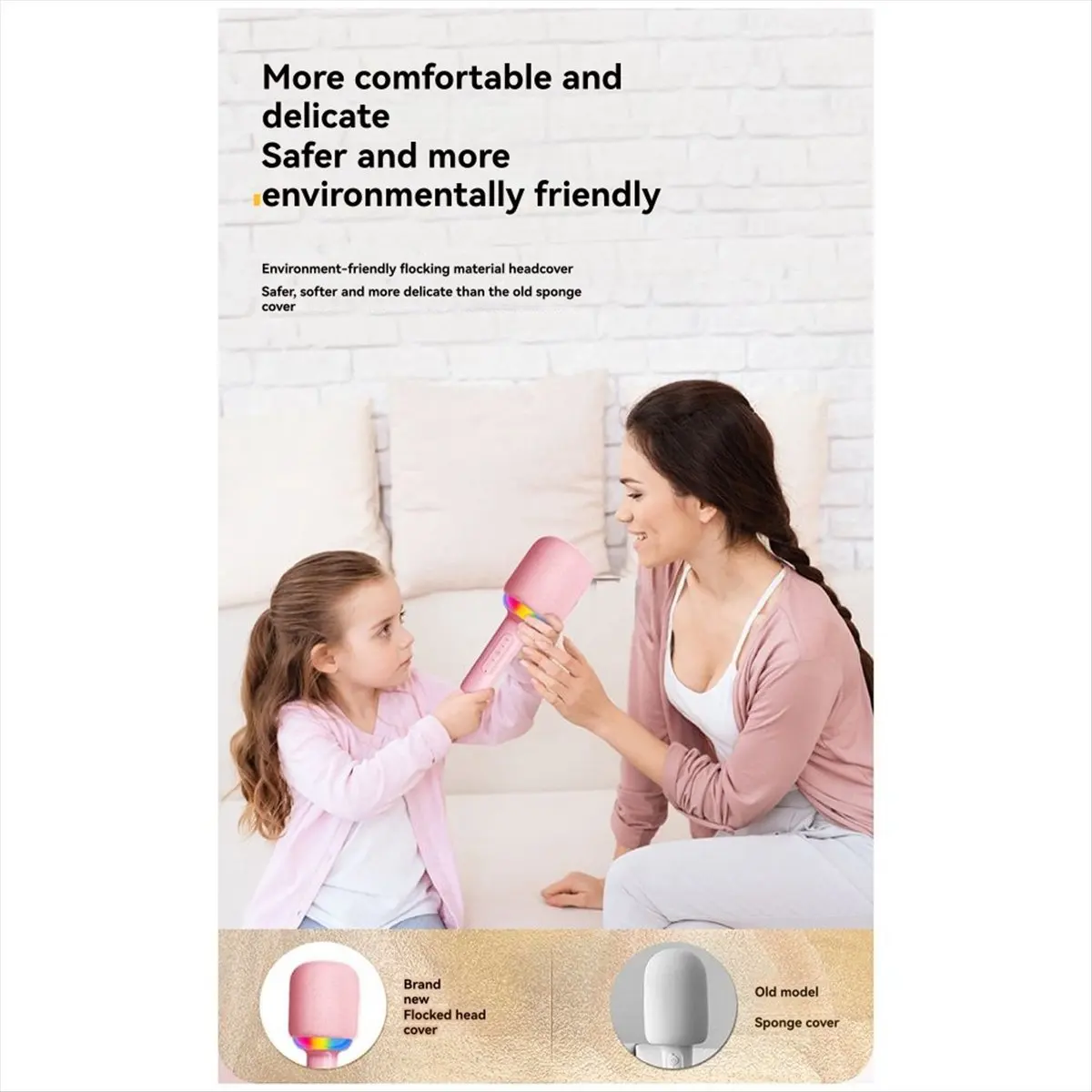 【~ New Y24A】Portable Handheld Mic Built-in Speaker Noise Reduction LED Lights Wireless BT Microphone for Kids B