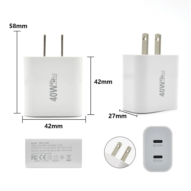 Original 40W Type C Fast Charger For iPhone 16 15 14 13 Pro Max Plus For Xiaomi Samsung Huawei Charging Cable Phone Accessories
