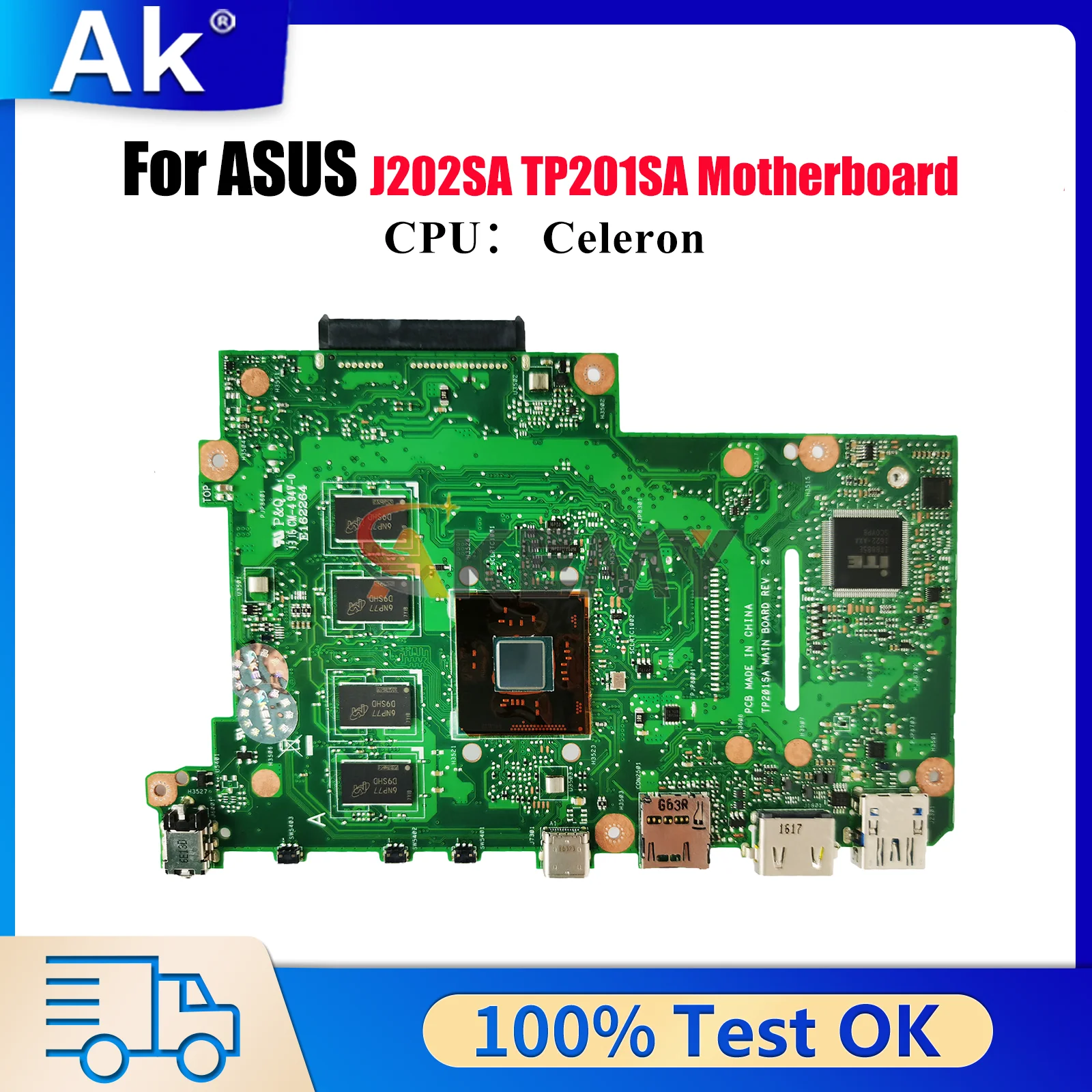 

TP201SA Laptop Motherboard For ASUS VivoBook Flip J202SA TP201S TP201SA Notebook Mainboard With Celeron CPU 100% tests OK stk