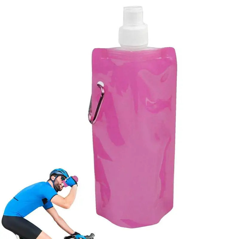 Sports Fitness Cup 480ml Outdoor Water Bottle With Clip Collapsible Water Bottle Drinking Water Bag, Sports Water Kettle