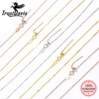 TrustDavis Real 925 Sterling Silver Necklace Box Cross Chain Universal Necklace For Women Wedding DIY Pendant Necklace DC27