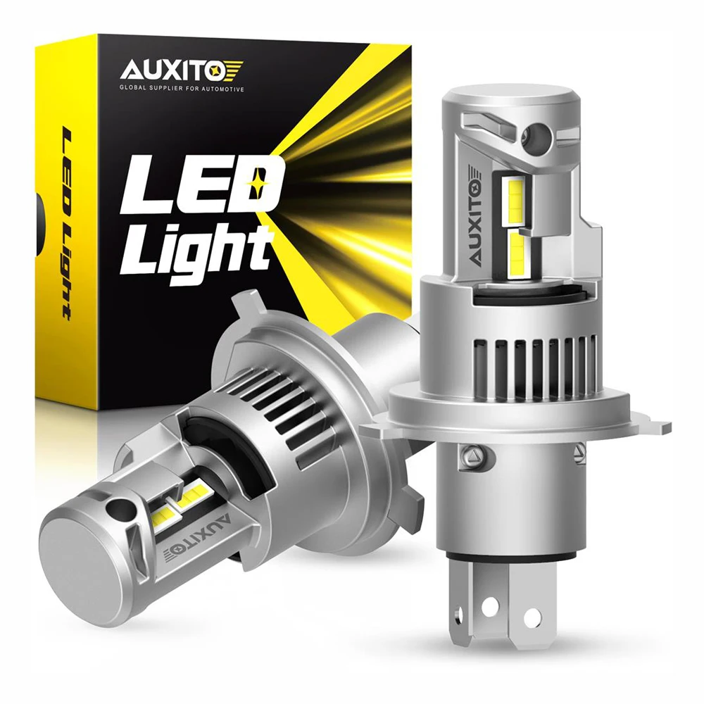 AUXITO 2Pcs 20000LM 100W Super Bright Canbus Auto Headlamp Turbo LED H4 9003 High Low Beam Headlight Bulb 12-CSP Chips No Error