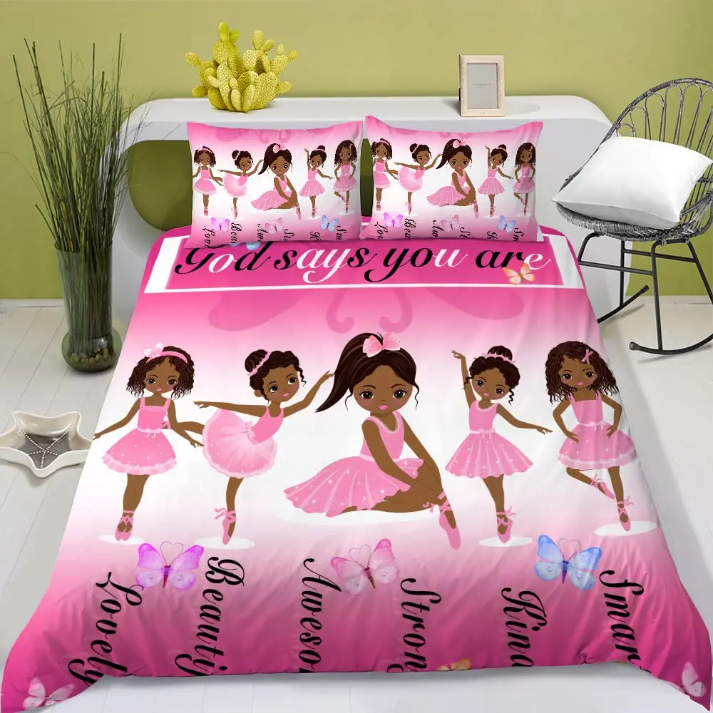 Cheerleading Girls Duvet Cover Sets Full Size,Gymnastics Dancing Lovers Bedding Set for Teen Room Decor,Watercolor Graffiti Dots