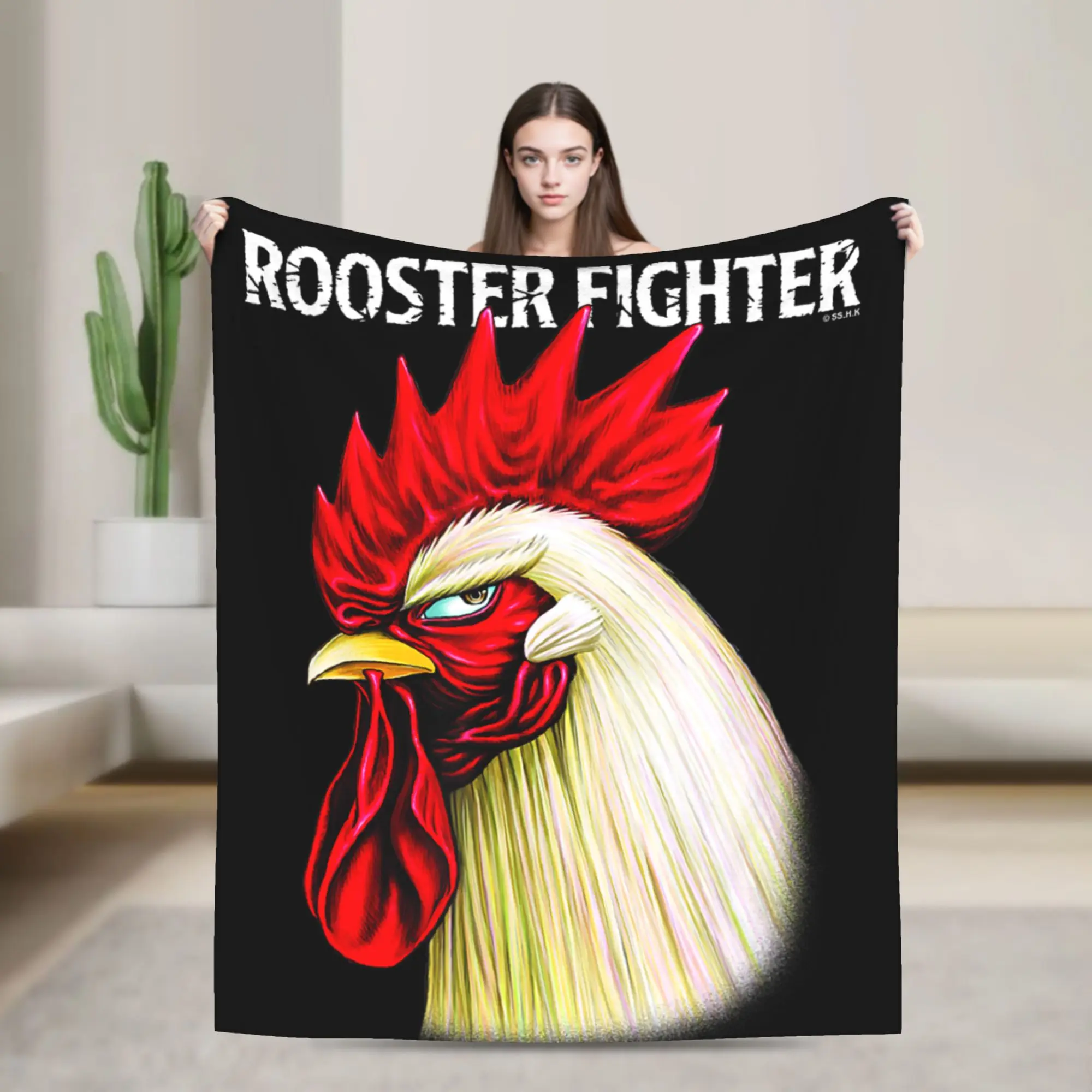 Rooster Fighter Keiji Side Profile Mean Mug Stare Down Plush Blanket Girls Boys  Flannel Throw Blanket For Home Decor Bedspread