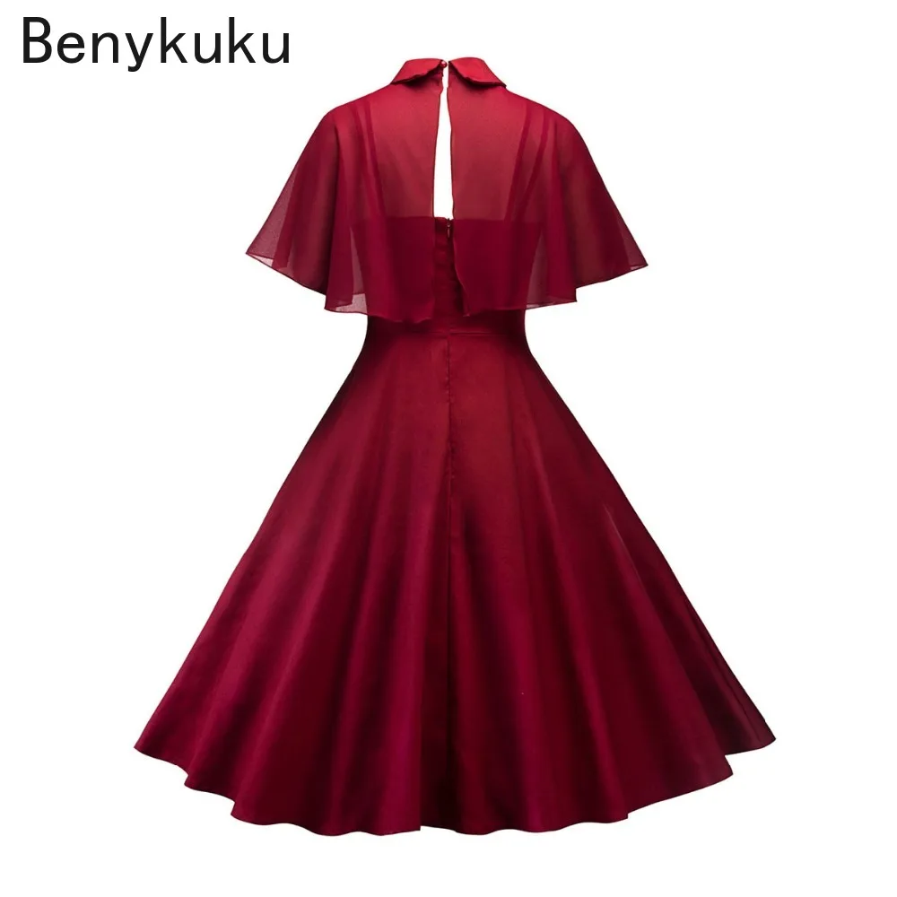 Abito nero con mantella gotica vintage da donna 2025 Autunno in due pezzi con maniche a mantella in rete Colletto alla Peter Pan Abiti da festa gotici retrò eleganti