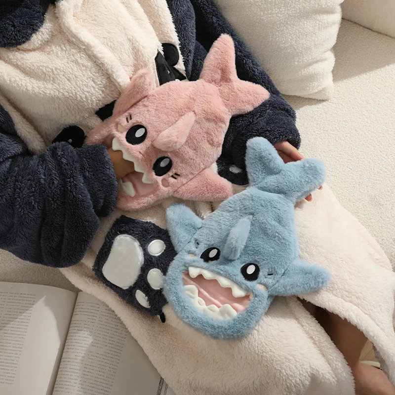 

Portable Cute Plush Shark Hot Water Bottle Bag Stress Pain Relief Detachable Winter Warm Heat Reusable Hand Warmer