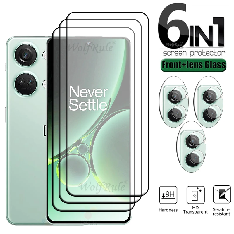 6-in-1สำหรับ OnePlus Nord 3แก้ว OnePlus Nord 3กระจกนิรภัยเต็มกาว9H ป้องกันหน้าจอป้องกันฟิล์ม OnePlus Nord 3เลนส์