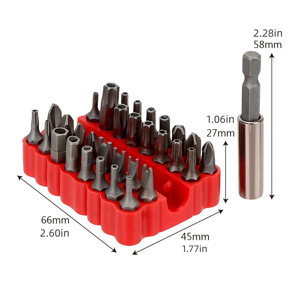 33pc Professional Security Bit Set - Tamper-Proof Multi-Type Screwdrivers with Magnetic Bit Holder - Essential Tools for Home Re