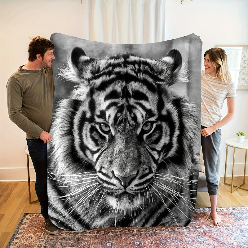 Realistic Tiger Portrait Photo Throw Blanket,Soft Couch,Bed Lap Cover,Travel Wrap,Birthday Home Casual Comfort Gesture
