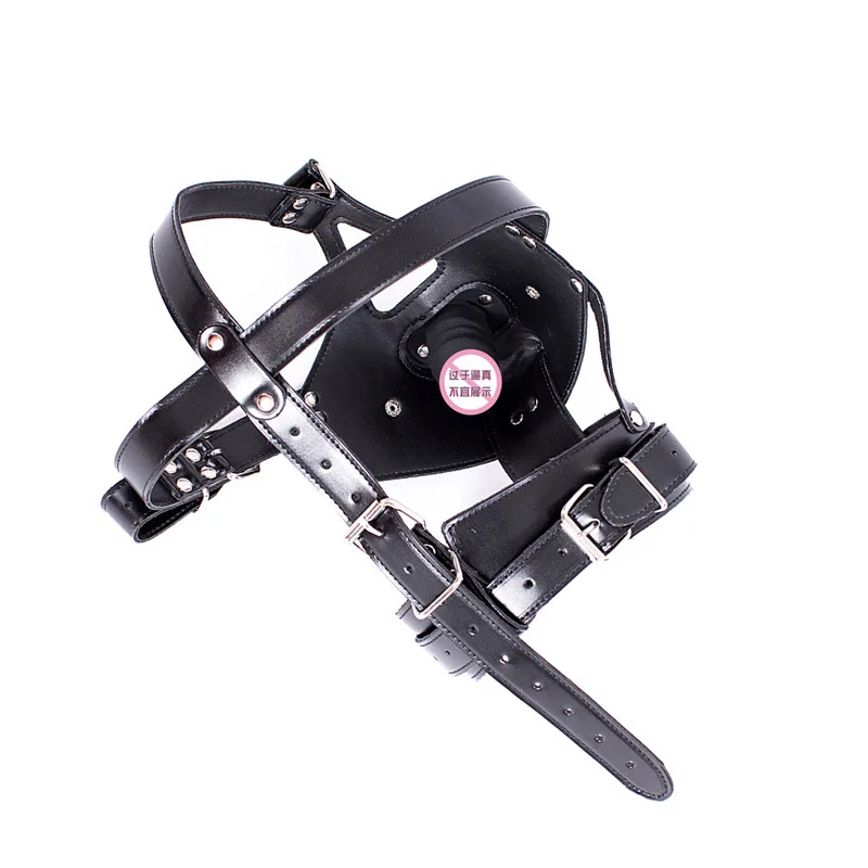 Harness Dildo Gag with Collar Adjustable Mouth Gag BDSM Bondage Fetish Role Play Punk Costume Accessory Pup Play Sexy Mask view 6
