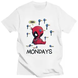 Deadpool I Hate Mondays T Shirt for Men Pre-shrunk Cotton Tshirt Awesome Tee Short Sleeved T-shirt Fitted Clothing Merch