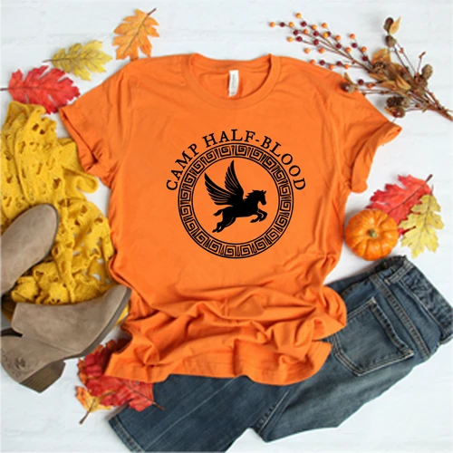 Imagen 1 del producto Camiseta Unisex de medio sangre para campamento, camiseta de juego de campamento de entrenamiento de otoño, camisas estéticas de Percy Jackson, regalo mágico de Halloween, Top Harajuku