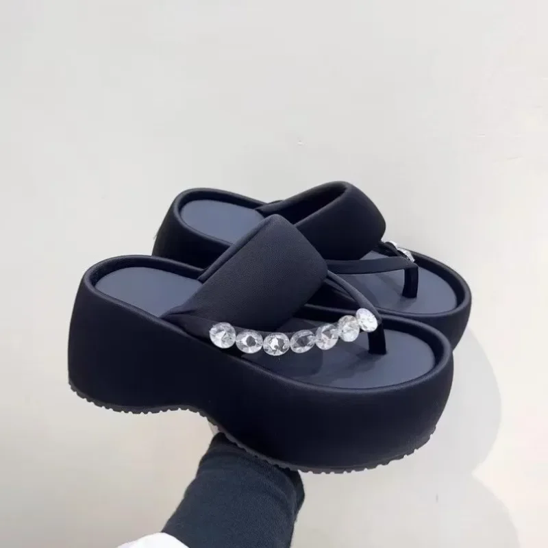 Elevated Thi Heel Slippers Women's Summer Outdoor Flip Flops 2025 New Internet Celebri Beach Casual Extremely Ular Sandals