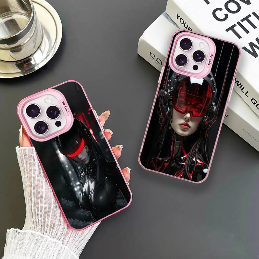 

Cool Mechanical Girl Phone Case For iPhone 16,15,14,13,12,11,Mini,Pro,MAX Pink Matte Shockproof Cover