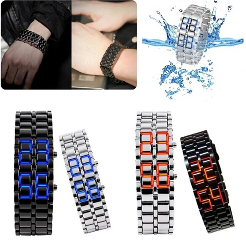 Lava Style Men Iron Metal LED Digital Sport Wrist Watch Couple Wathes Gifts