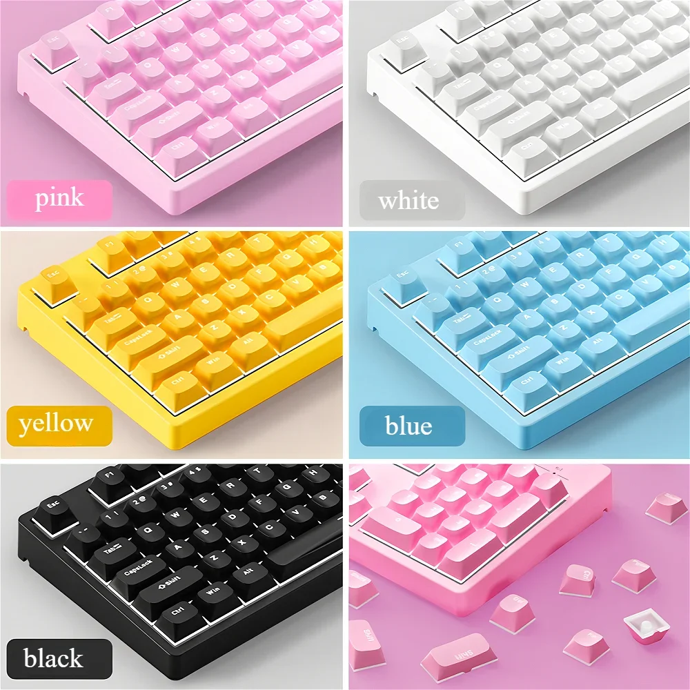 

Double Leather Milk Transparent Key Cap 117 Key OEM Pudding Key Cap PBT+PC for Mechanical Keyboard 61/64/68/75