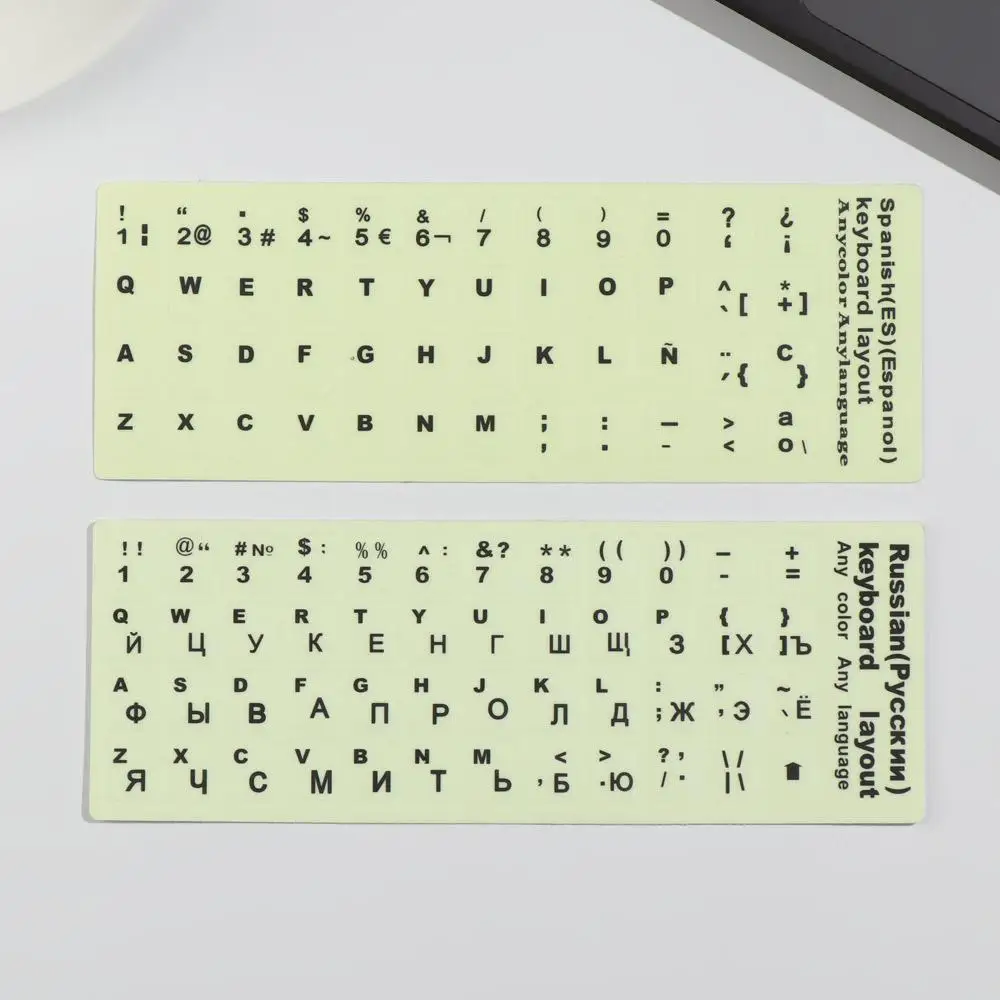 Arabic Laptop Keyboard Spanish English Deutsch Luminous Keyboard Stickers Protective Film Alphabet Layout