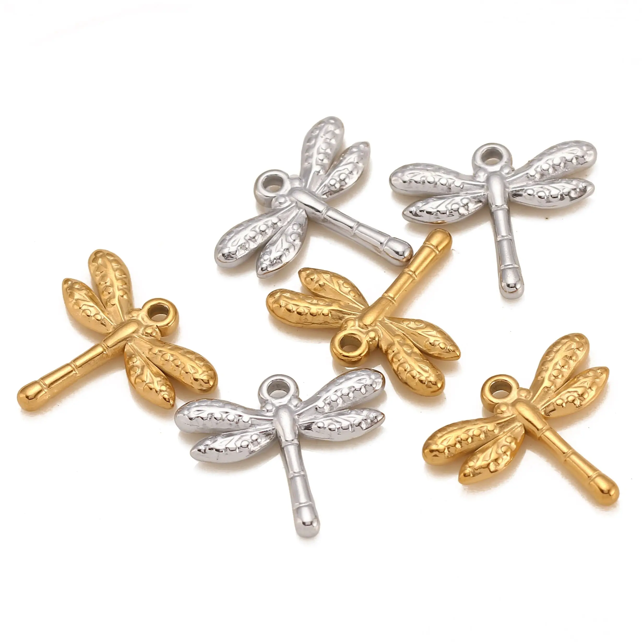3Pcs/Lot Flying Animals Pendants Stainless Steel Sweet Insects Dragonfly Charms for Handmade DIY Jewelry Making Accessories