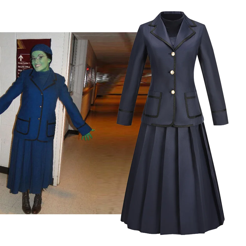 

Женский костюм Эльфабы для косплея, черная униформа, платье со шляпой, наряд для вечеринки на Хэллоуин