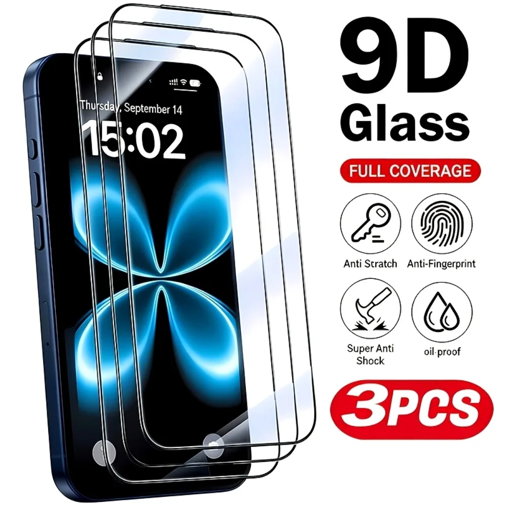 

3Pcs Ultra Clear Screen Protector for iPhone17/16/15/14/Pro Max/Air/17e/16e/Tempered Glass for iPhone 13/12/11/Pro/15/14/Plus