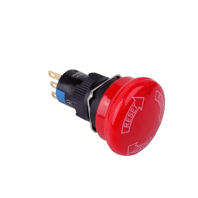 2026 Hot！ 16mm Mushroom Head Emergency Stop Push Button Switch Self Latching Reset Elevator Stop Button Switch