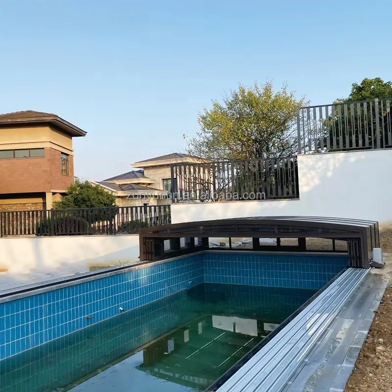 Any Size Custom Outdoor Aluminum Swimming Pool Shelter Retractable Transparent Dustproof Waterproof Backyards Garden Patio Cover