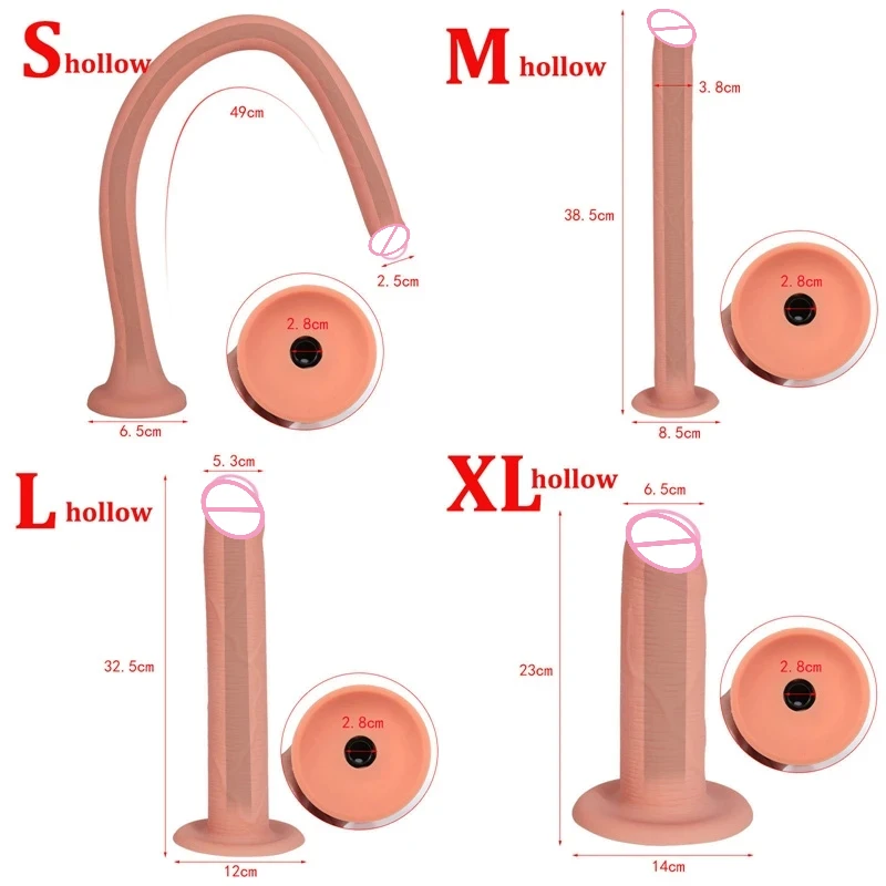 New Hollow Enema Toy Spray Long Penis with Suction Cup G-spot Stimulation Anal Expander Prostatic Massage Sex Toys for Woman Man