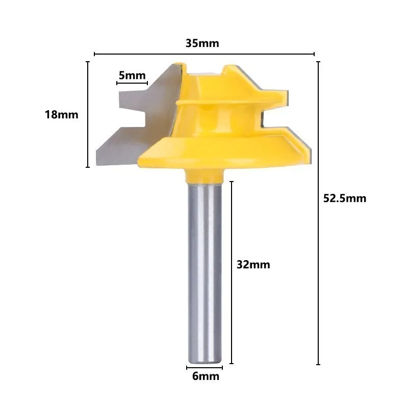 XCAN Small Lock Miter Router Bit 6mm Shank Anti-kickback 45 Degree Tenon Cutter for Woodworking Tools Milling Cutter