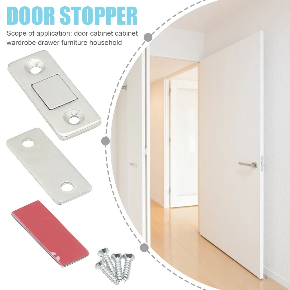 Magnetic Cabinet Catches Door Stops Magnet Invisible Soft-Catch Ultra-Thin Anti-Rust Door Magnet with Screw for Home