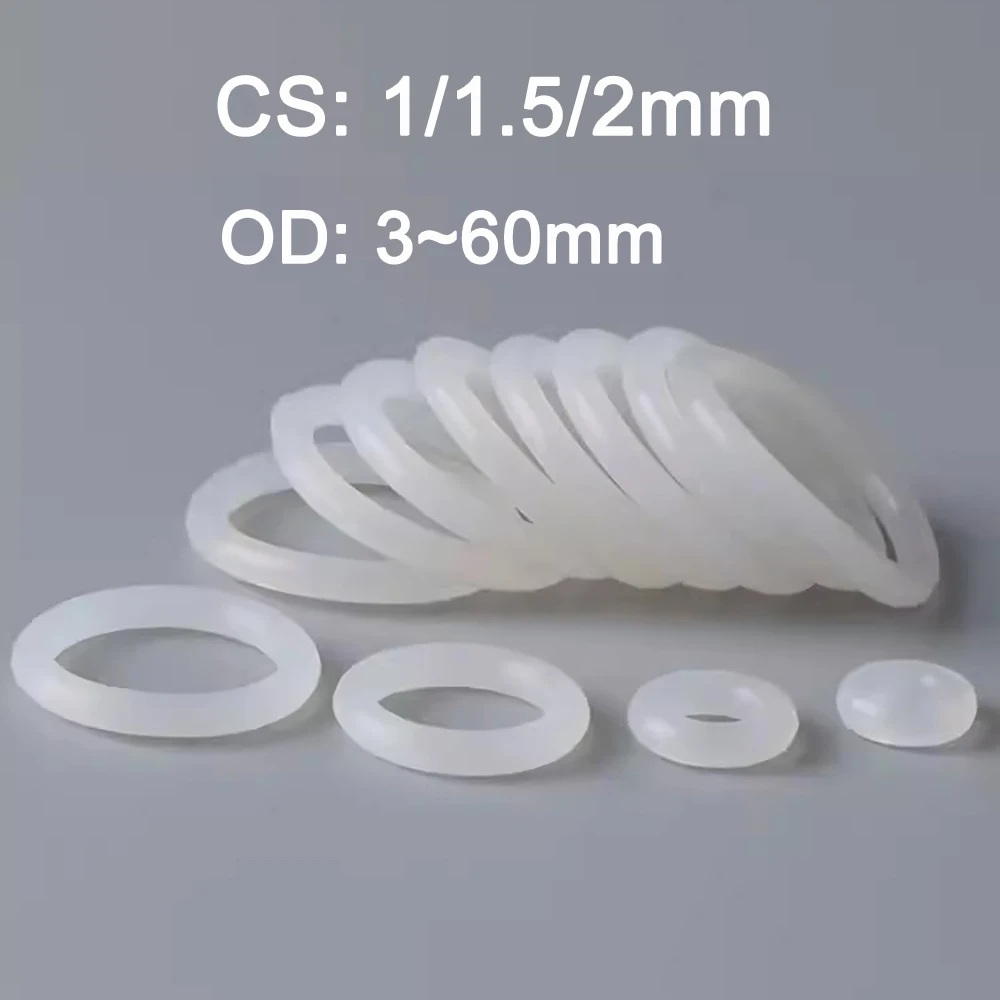 CS 2.4/3.1/3.5/4/5mm OD 8~50mm Silicon Rubber O-Ring VMQ Translucent Heat-Resistant Nontoxic Waterproof Round Shape Flat Gasket