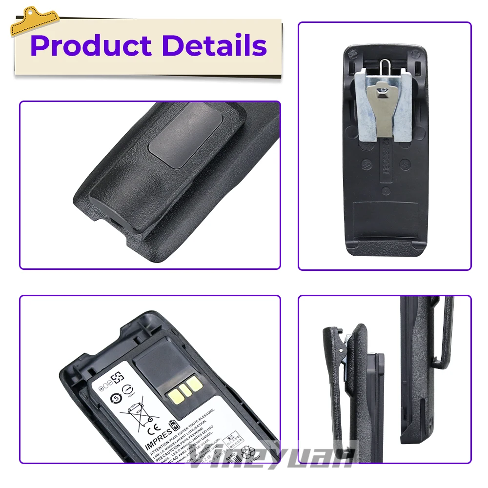 2026 NEW PMNN4888A 2200mAh Rechargeable Li-ion Battery with IMPRES for Motorola R5 Radio Replacement Battery with Belt Clip