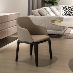 FUWOS-Silla de comedor italiana de lujo, sillón de piel de vaca, personalizado, moderno, simple, de diseñador, para el hogar, de madera maciza, para libros