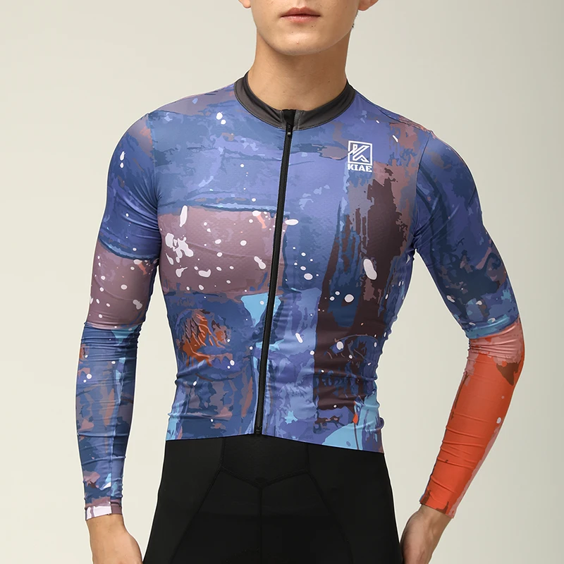 KIAE Spring/Summer Long sleeved Cycling Clothes Oil Painting Men's Road Bike Mountain Bike Breathable Sunscreen Top