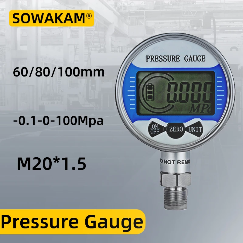 Wireless bar mpa psi Digital Pressure Gauge 100Mpa Air Liquid Fuel Oil Water Digital Pressure Manometer M20*1.5 thread